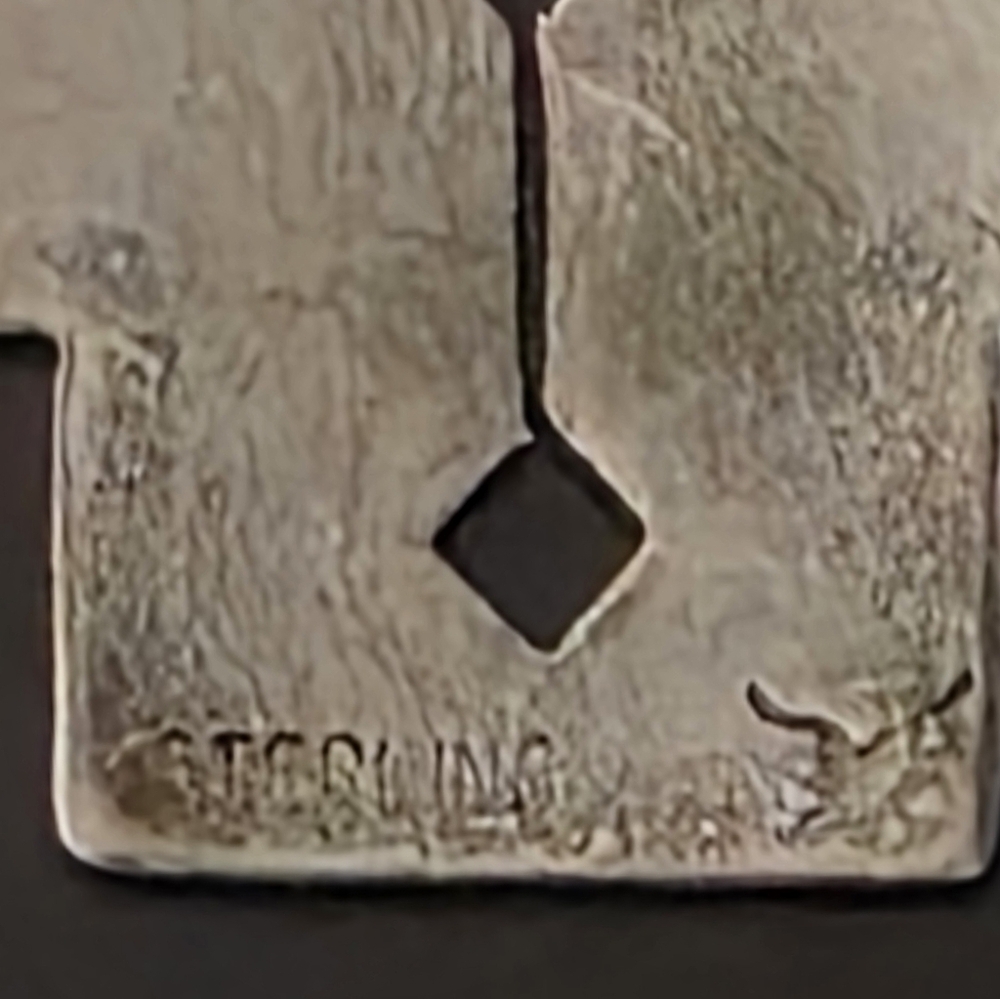 Vintage Sterling Silver 925 Southwestern Navajo Etched Cross Dangle Earrings - Picture 3 of 8
